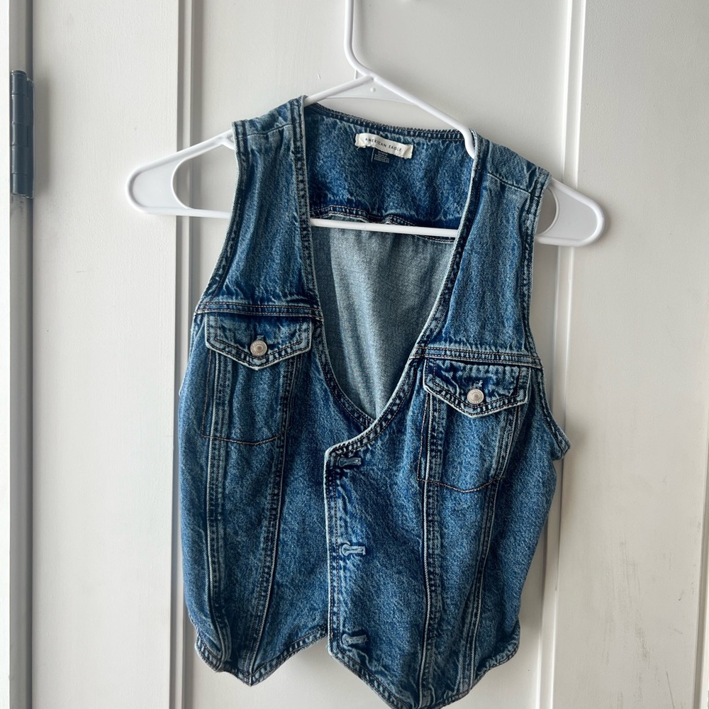 American Eagle Outfitters Blue Denim Vest